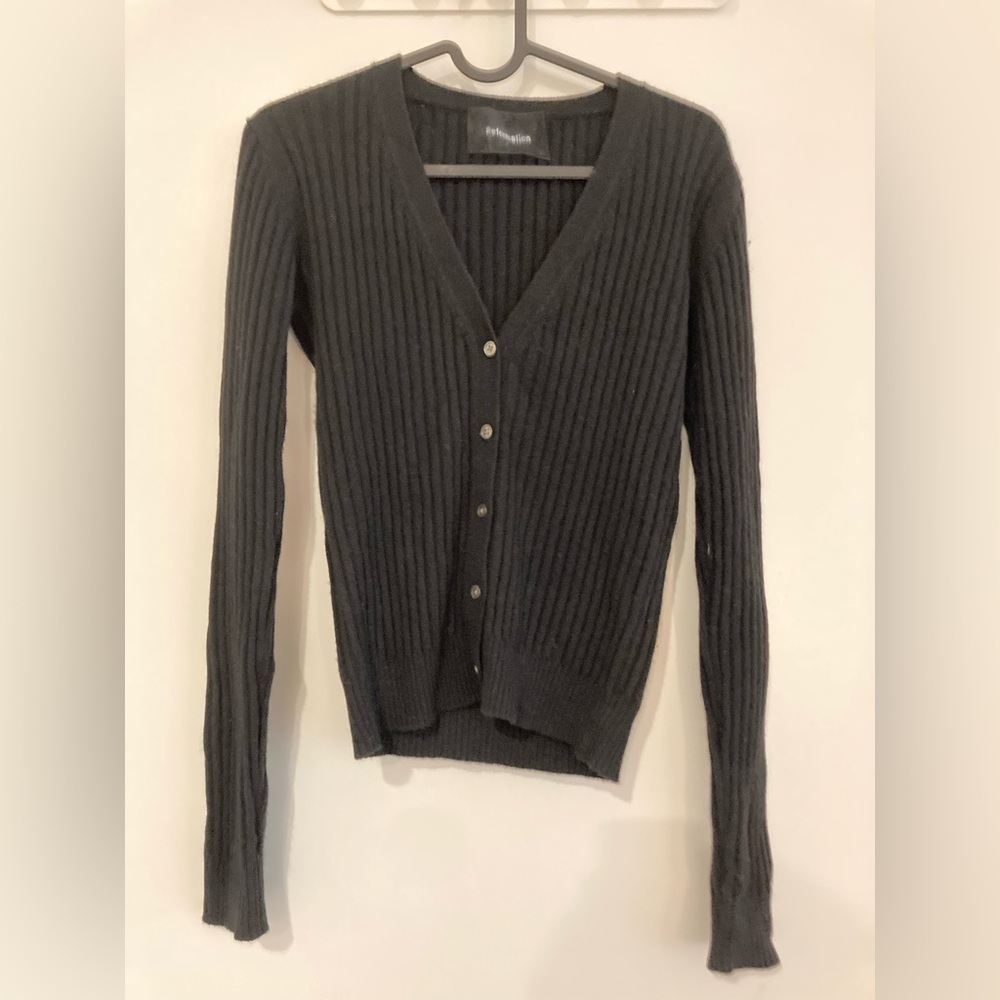 Reformation Cardigan 100% cashmere Ribbed Black - size XS
